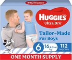 Huggies Ultra Dry Boy's Size 6 Nappies 112 Count (1 Month Suppy) $50.40 ($45.36 with S&S) Delivered @ Amazon AU