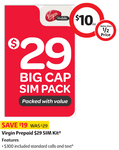 Virgin Mobile $29 Big Cap SIM Pack for $10 at Coles