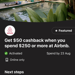 $50 Cashback on $250+ Spend at Airbnb @ Commbank Rewards (Activation Required)