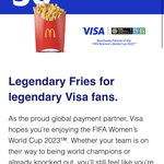 [Targeted] Large Fries for 50c for VISA holders @ McDonald’s via MyMaccas’s App