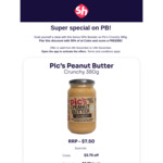 $3.75 Back in Shping Rewards on Pic's Crunchy Peanut Butter 380g (Currently $3.75 at Coles) @ Shping (Activation Required)