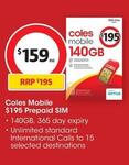 Coles Mobile: 365-Day Prepaid SIM 140GB $159 Delivered @ Coles Mobile