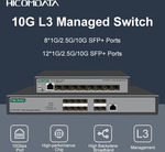HICAMDATA 10G Managed SFP 8-Port Gigabit Network Switch US$77.49 (~A$119.45) Delivered @ HICOMDATA via AliExpress