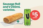 7-Eleven Sausage Roll + V Energy Drink 250ml Varieties Combo $5 @ 7-Eleven