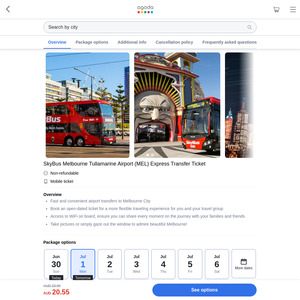 Skybus Melbourne CBD ↔ MEL Airport Express $20.29 One Way, $33.95 Return (Non Refundable Mobile Ticket) @ Agoda