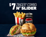 $7 Zinger Combo & Slider - Pickup Only @ KFC App/Online