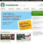Starbucks Half Price Frappuccino at All Stores 2-5pm Jan 21-27th