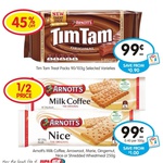 Arnott's Tim Tams Treat Packs, Nice, Marie, Gingernut, Arrowroot, Milk Coffee $0.99 @ IGA