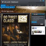 Village Cinemas - $25 Gold Class Tickets - 20-29th October