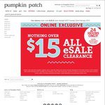 Nothing over $15 eSale + Get Free Delivery from Pumpkin Patch if You Put in Code until Midnight Today