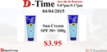 Dr Vitamins Everyday ' D-Time ' Marine Blue Sun Cream SPF 50+ for $3.95 + $6.95 Shipping