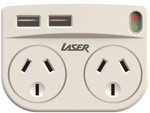 Laser 2-Sockets Adapter with 2 USB Charging Port $8 @ Harvey Norman