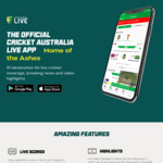 Free Streaming on Cricket Australia Live App