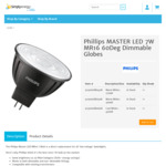 Philips MASTER LED (Latest '19) CRI=90 7W MR16 60D DIMMABLE Globes $13.95 (+$9.95 Del / Free w'$100 Spend) @ Simply Energy Store