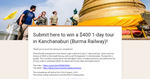 Win a "1-day Burma Railway local tour" for 2 worth up to $400 from TakeMeTour