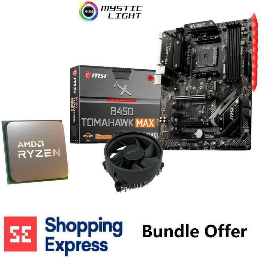 AMD Ryzen 5 3600 AM4 CPU + MSI B450 Tomahawk II ATX Motherboard