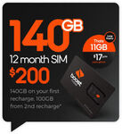 Boost Mobile 365 Days Prepaid SIM $200/140GB for $165 Delivered @ Oztechbiz eBay