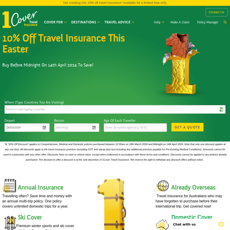 10 off Travel Insurance 1Cover Travel Insurance OzBargain