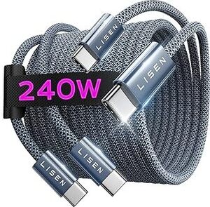 LISEN 240W USB-C to USB-C Fast Charging Cable 2m 2-Pack $11.89 + Delivery ($0 with Prime/ $59 Spend) @ LISEN Space via Amazon AU
