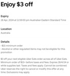 $3 off Minimum $15 Order @ Uber Eats