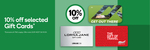 10% off Kathmandu, Lorna Jane and Webjet eGift Cards @ Woolworths Gift Cards