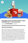 [Prime, DashPass] 40% off Min $25 Breakfast Orders from 7am to 11am (Once Per Customer, Max $15 off) @ Select Stores on DoorDash