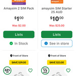 amaysim Starter Packs: SIM Only for $1, $25 for $10, $35 for $12, $99 for $60 In-store @ Woolworths (Price-Beat @ Officeworks)