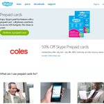 50% off Skype Prepaid Card - Coles