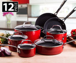 Circulon 12-Piece Cookware Set - Red Metal Utensil & Oven Safe | TOTAL Food Release System $149