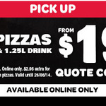 Domino's - Any 3 Pizzas + Garlic Bread + 1.25lt Coke $19.95 Pick up until 26 June