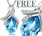 Ikoala Freebie Deal, Modern-Royal Blue Crystal Pendant & Necklace + $8.95 Shipping