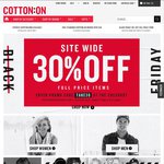 Cotton On - Black Friday 30% Off Full Priced Items