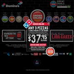Domino's Pizza 3 Pizzas + Garlic Bread + 1.25L Drink Delivered $25