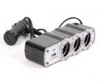 Triple 12V Car Charger Socket with USB and Includes USB Port! $9.95