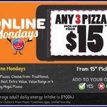 Domino's Pickup Any 3 Pizza Mondays $15 (VIC Only)