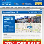 21% off Mitre 10 Richmond VIC in-Store 1 Day Sale (Some Exclusions Apply)