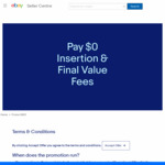 Pay $0 Insertion & Final Value Fees for 2 Items @ eBay