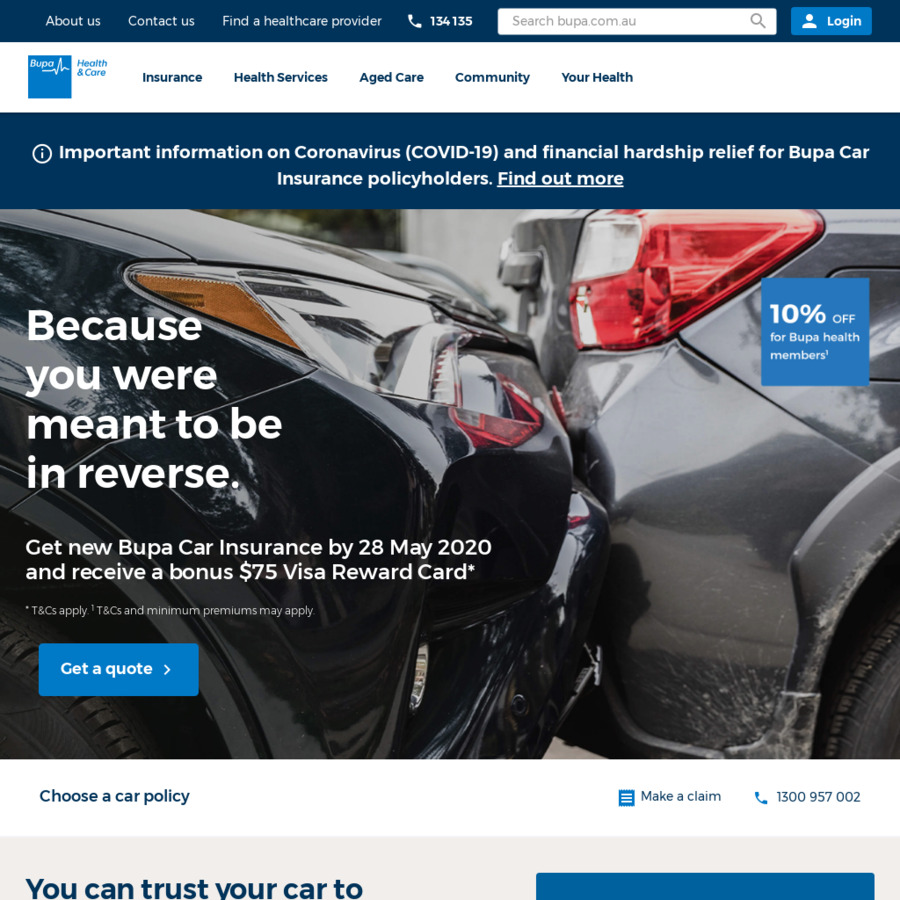 Get New Bupa Car Insurance By 28 May 2020 And Receive A Bonus 75 Visa Reward Card Ozbargain 1282