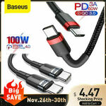 Baseus Type-C to USB-C 60W: 0.5m $4.75, 1M $5.16, 2M $5.84, 100W: 1M $6.11, 2M $6.79 (OOS) Delivered @ Baseus eBay