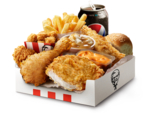 "The One Box" $14.95, Sliders $2.95 | App Only: 6 Wicked Wings + Reg Chips $7.95, 10 Wicked Wings + 2 Large Chips $14.95 @ KFC
