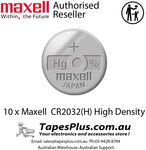 10x MAXELL CR2032 Lithium Coin Battery $13.45 Delivered @ TapesPlus eBay
