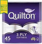 Quilton 3-Ply Toilet Tissue 45 Pack $25 ($22.50 S&S) + Delivery ($0 with Prime/ $59 Spend) @ Amazon AU