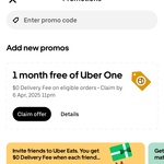 1 Months of Uber One for Free ($9.99/Month Ongoing) @ Uber Eats