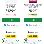 amaysim Prepaid Mobile Starter Packs: SIM Only $1, $35 for $12, 2-for-1 $50, $99 for $49, $240 for $179 In-store @ Woolworths