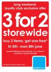 Beach Culture - Buy 3 for 2, Long Weekend Special