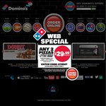 Domino's - Any 3 Pizzas for $26.95 Delivered