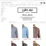 Industrie - 3 Check Shirts $85 (Save 10% with Click&Collect) / $99 Online + Delivery