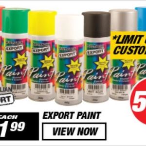 1/2 Price Export Spray Paint Cans $1.99 @ Supercheap Auto - OzBargain