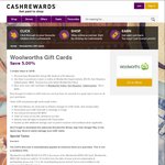 Woolworths WISH eGift Cards 5.5% off @ Cashrewards