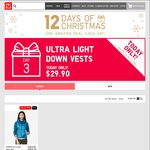 Uniqlo 12 Days of Xmas, Day 3 - Ultra Light Down Vest $29.90, was $79.90